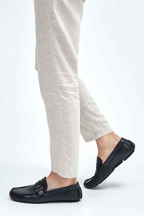 ROSSI Erkek Hakiki Deri Lacivert Loafer Ayakkabı - Görsel 2