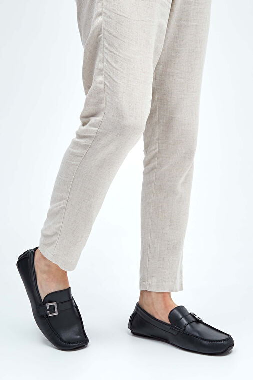 ROSSI Erkek Hakiki Deri Lacivert Loafer Ayakkabı - Görsel 3