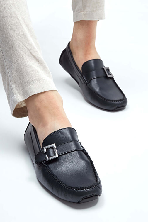 ROSSI Erkek Hakiki Deri Lacivert Loafer Ayakkabı - Görsel 5