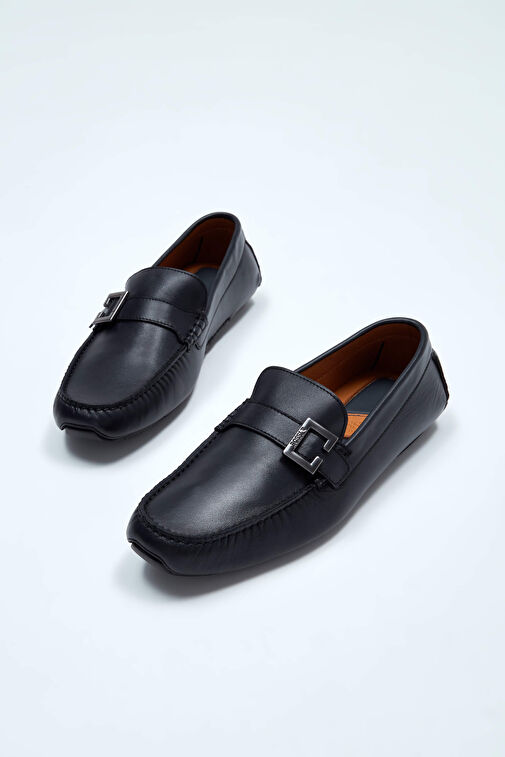 ROSSI Erkek Hakiki Deri Lacivert Loafer Ayakkabı - Görsel 6