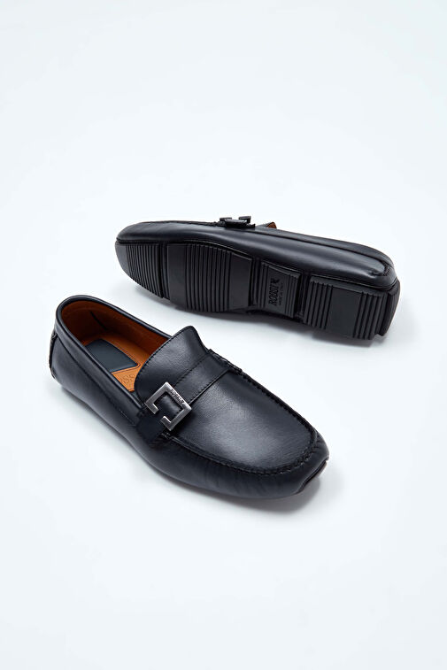 ROSSI Erkek Hakiki Deri Lacivert Loafer Ayakkabı - Görsel 8