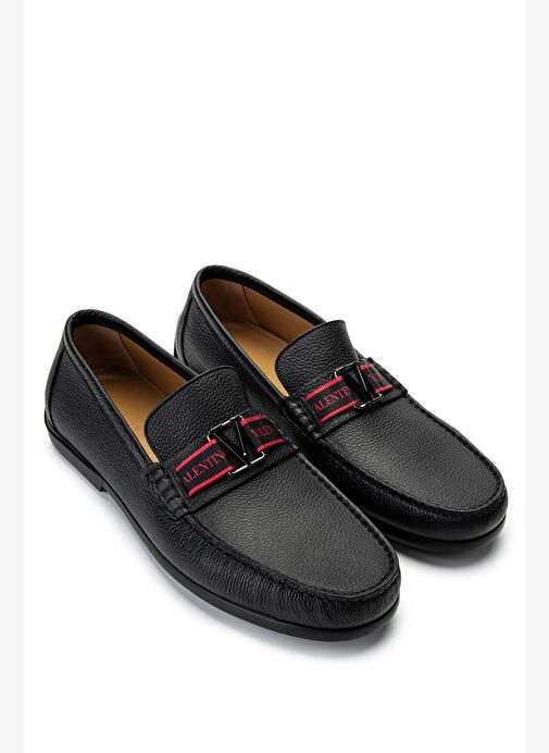 VALENTINO Erkek Hakiki Deri Siyah Loafer Ayakkabı - Görsel 3