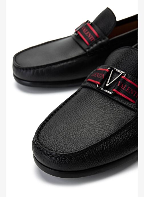VALENTINO Erkek Hakiki Deri Siyah Loafer Ayakkabı - Görsel 5