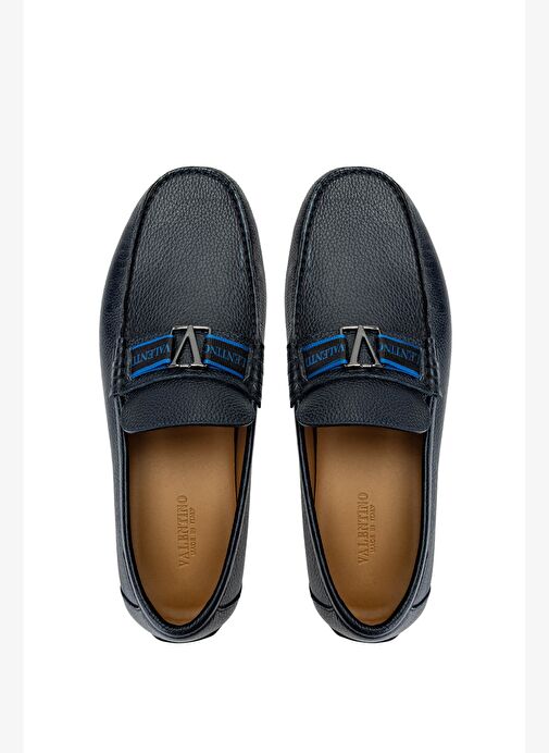 VALENTINO Erkek Hakiki Deri Mavi Loafer Ayakkabı - Görsel 6