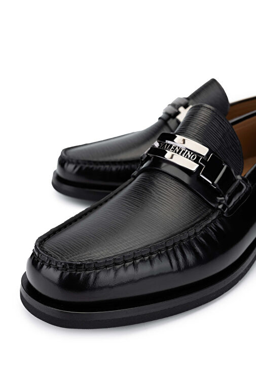 VALENTINO Erkek Hakiki Deri Siyah Loafer Ayakkabı - Görsel 4