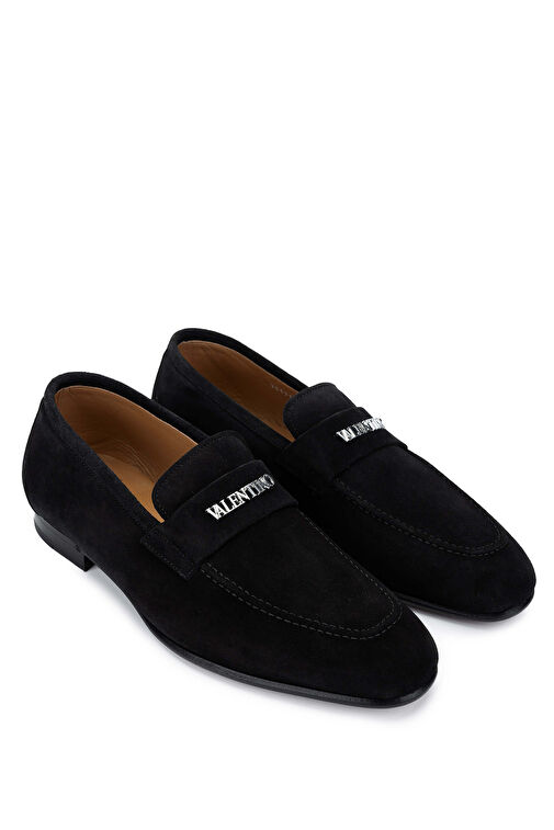 VALENTINO Erkek Hakiki Deri Siyah Süet Loafer Ayakkabı - Görsel 3