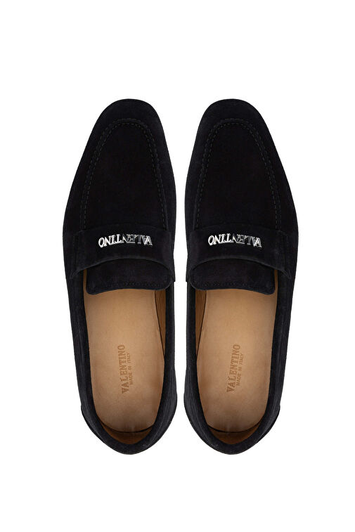 VALENTINO Erkek Hakiki Deri Siyah Süet Loafer Ayakkabı - Görsel 6