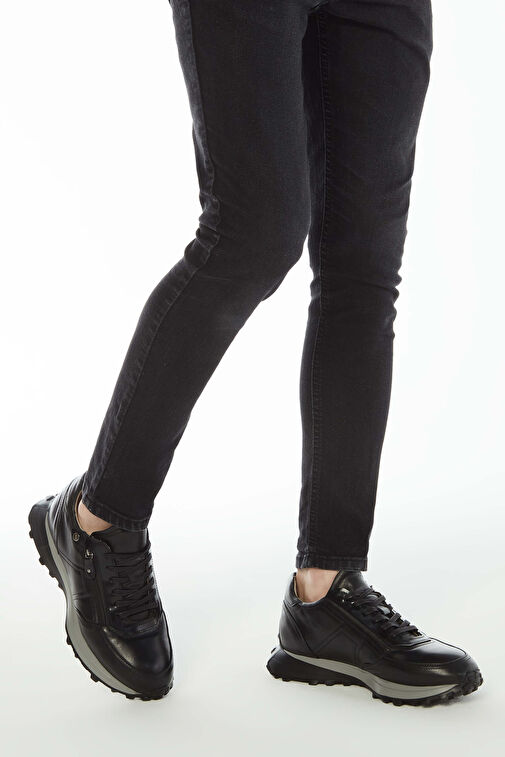 Tamer Tanca Erkek Hakiki Deri Siyah Sneakers & Spor Ayakkabı - Görsel 2