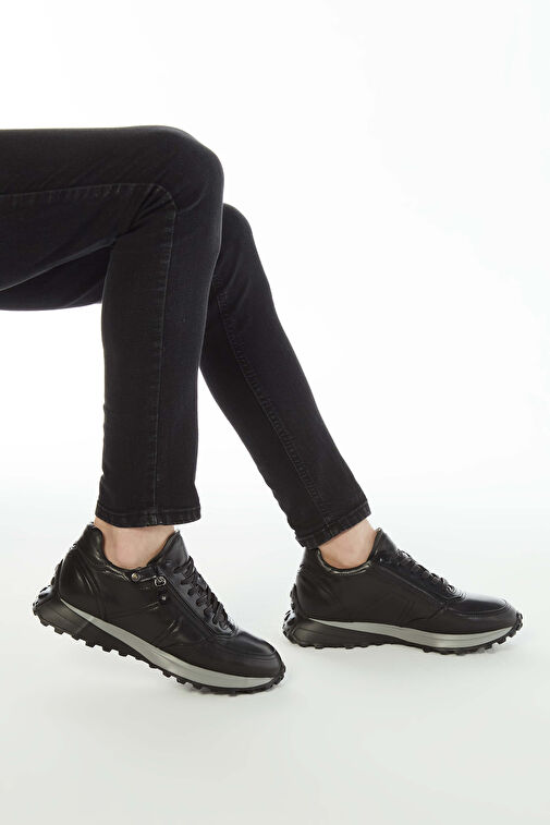 Tamer Tanca Erkek Hakiki Deri Siyah Sneakers & Spor Ayakkabı - Görsel 3