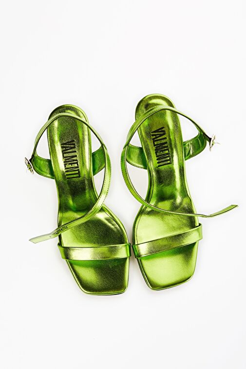 Valmenti Vivian Kadın Yeşil Metalik Suni Deri Topuklu Ayakkabı - Görsel 4