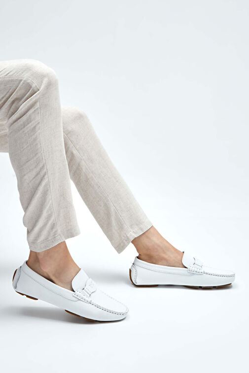 Tamer Tanca Erkek Hakiki Deri Beyaz Loafer Ayakkabı - Görsel 2