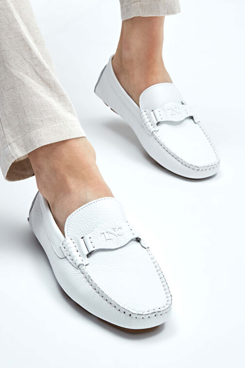 Tamer Tanca Erkek Hakiki Deri Beyaz Loafer Ayakkabı - Görsel 3