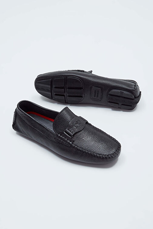 Tamer Tanca Erkek Hakiki Deri Siyah Floter Loafer Ayakkabı - Görsel 2