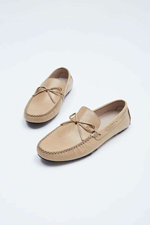 Tamer Tanca Erkek Hakiki Deri Bej Loafer Ayakkabı - Görsel 2