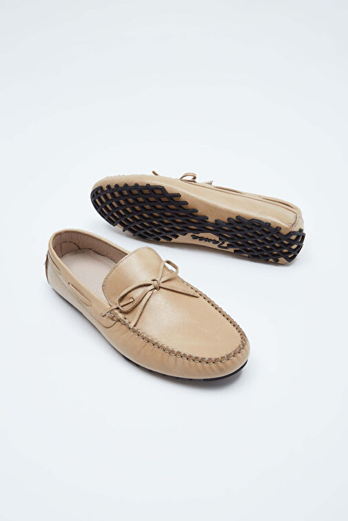 Tamer Tanca Erkek Hakiki Deri Bej Loafer Ayakkabı - Görsel 4