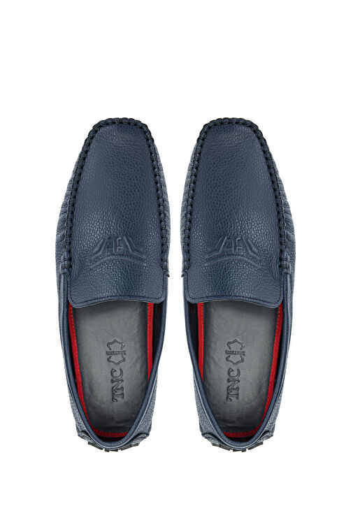 Tamer Tanca Erkek Hakiki Deri Lacivert Loafer Ayakkabı - Görsel 3