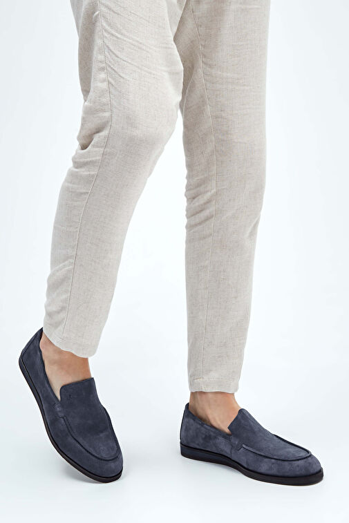 Tamer Tanca Erkek Hakiki Deri Gri Süet Loafer Ayakkabı - Görsel 2