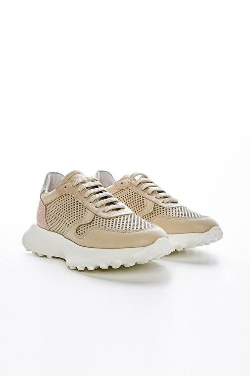 Valmenti Bej-Pembe Kadın Deri Sneaker 957 37468 BN AYK Y23 - Görsel 4