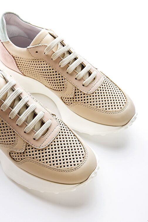 Valmenti Bej-Pembe Kadın Deri Sneaker 957 37468 BN AYK Y23 - Görsel 5