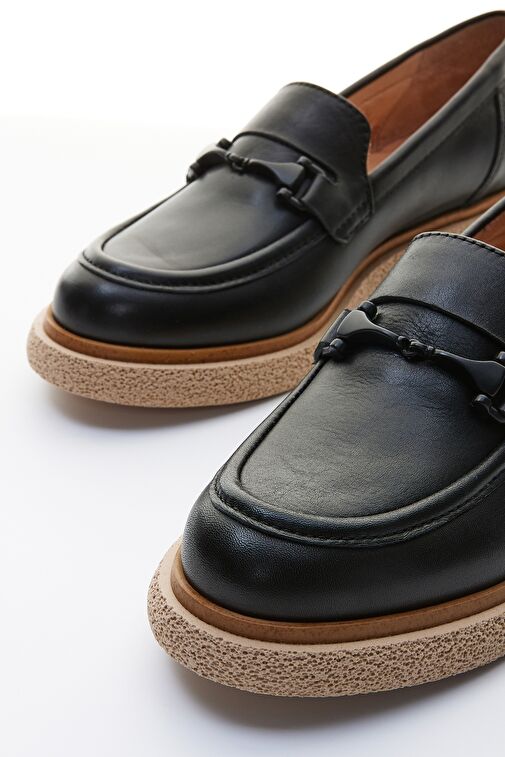 Valmenti Pura Kadın Siyah Hakiki Deri Loafer Ayakkabı - Görsel 4