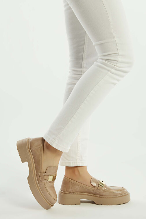 Tamer Tanca Kadın Suni Deri Nude Loafer Ayakkabı - Görsel 2