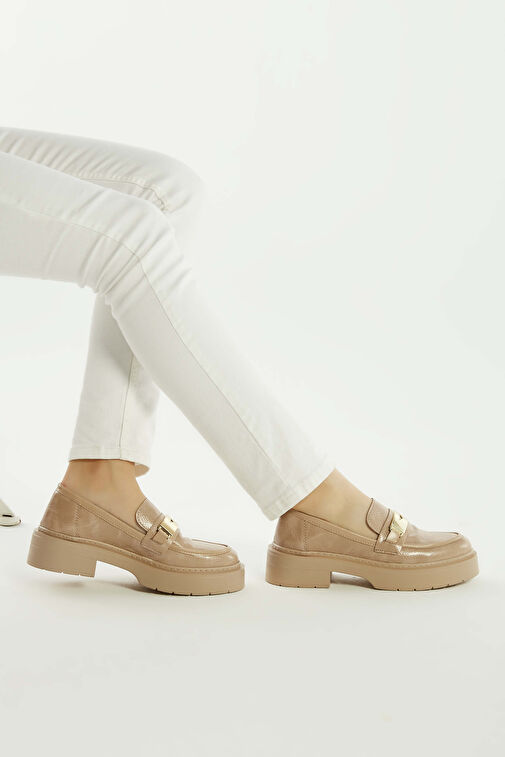 Tamer Tanca Kadın Suni Deri Nude Loafer Ayakkabı - Görsel 5