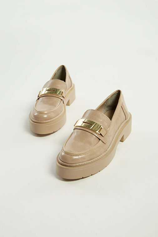 Tamer Tanca Kadın Suni Deri Nude Loafer Ayakkabı - Görsel 7