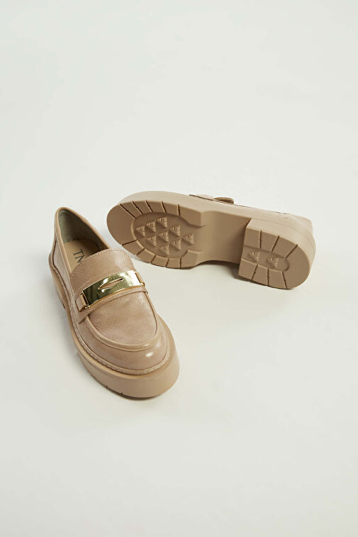 Tamer Tanca Kadın Suni Deri Nude Loafer Ayakkabı - Görsel 9