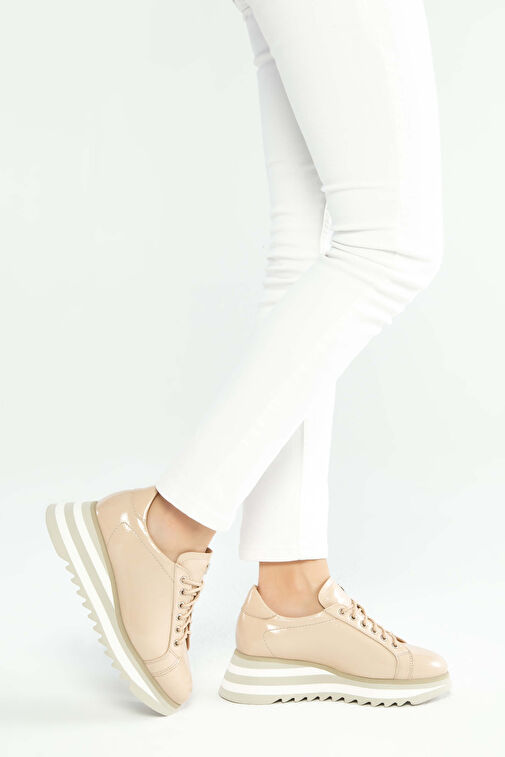Tamer Tanca Bej Kadın Deri Sneaker 935 1820-6 BN AYK Y23 - Görsel 2