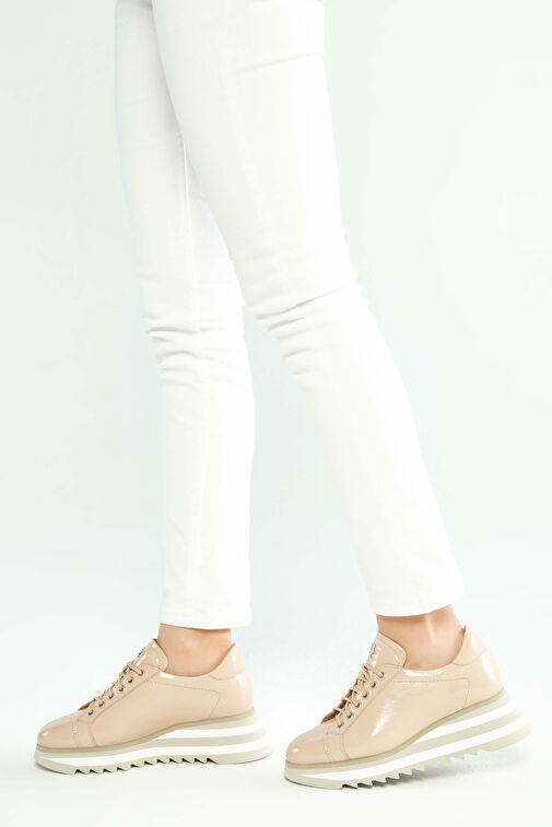 Tamer Tanca Bej Kadın Deri Sneaker 935 1820-6 BN AYK Y23 - Görsel 5