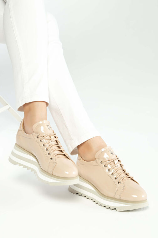 Tamer Tanca Bej Kadın Deri Sneaker 935 1820-6 BN AYK Y23 - Görsel 9