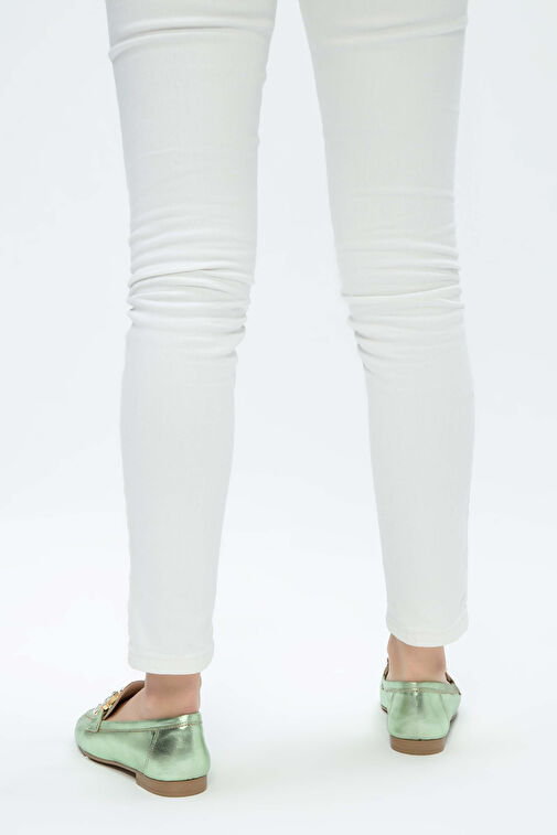 Tamer Tanca Kadın Hakiki Deri Yeşil Loafer Ayakkabı - Görsel 3