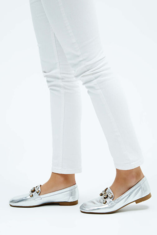 Tamer Tanca Gümüş Kadın Deri Loafer 961 55 BN AYK Y23 - Görsel 4