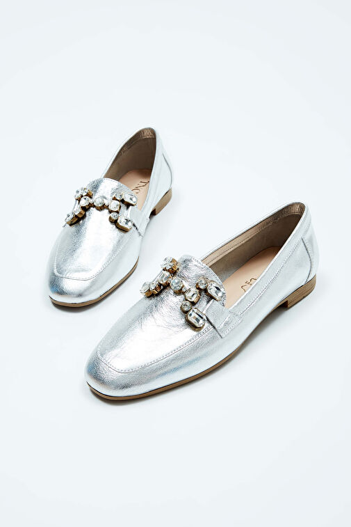 Tamer Tanca Gümüş Kadın Deri Loafer 961 55 BN AYK Y23 - Görsel 7