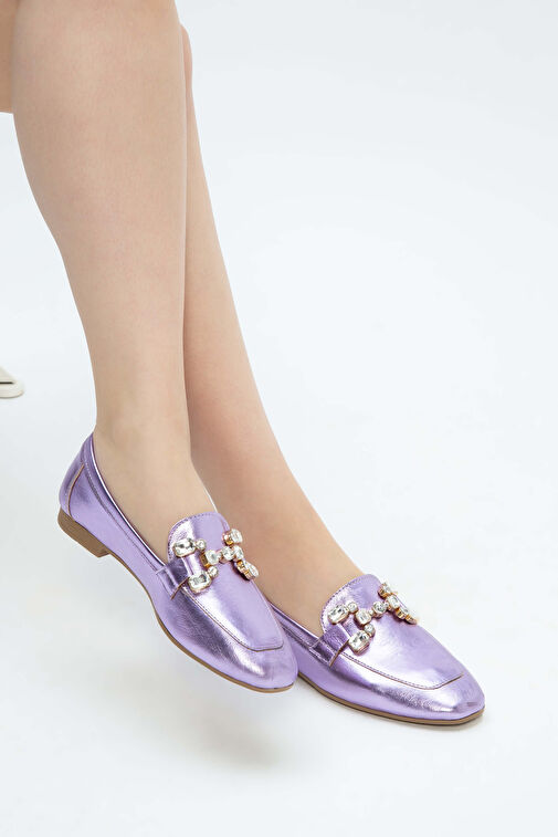 Tamer Tanca Kadın Hakiki Deri Mor Loafer Ayakkabı - Görsel 6