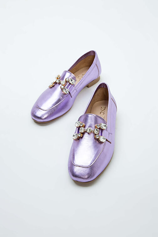 Tamer Tanca Kadın Hakiki Deri Mor Loafer Ayakkabı - Görsel 7