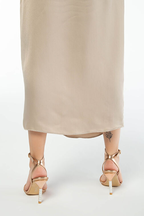 Tamer Tanca Kadın Suni Deri Altın Rugan Abiye Ayakkabı - Görsel 3