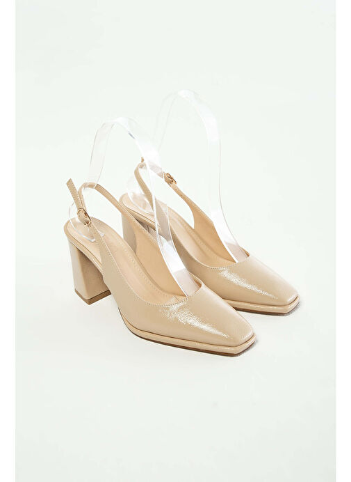 Tamer Tanca Kadın Suni Deri Bej Topuklu Ayakkabı - Görsel 2