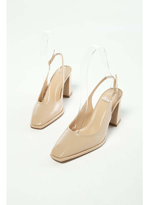 Tamer Tanca Kadın Suni Deri Bej Topuklu Ayakkabı - Görsel 3