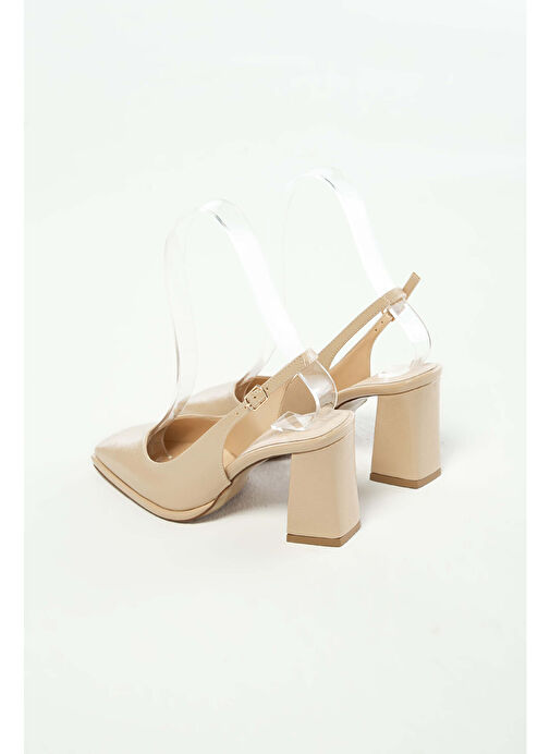 Tamer Tanca Kadın Suni Deri Bej Topuklu Ayakkabı - Görsel 4