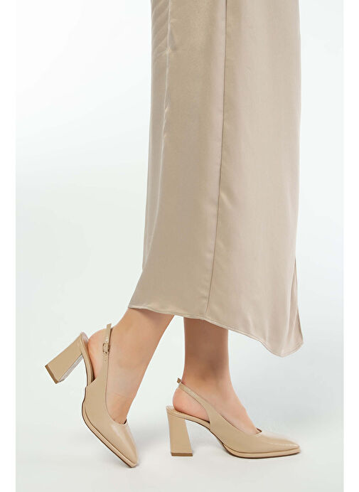 Tamer Tanca Kadın Suni Deri Bej Topuklu Ayakkabı - Görsel 5