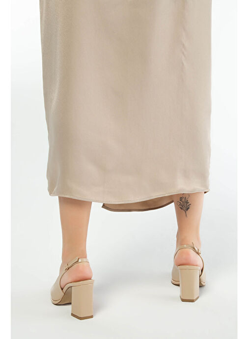Tamer Tanca Kadın Suni Deri Bej Topuklu Ayakkabı - Görsel 6