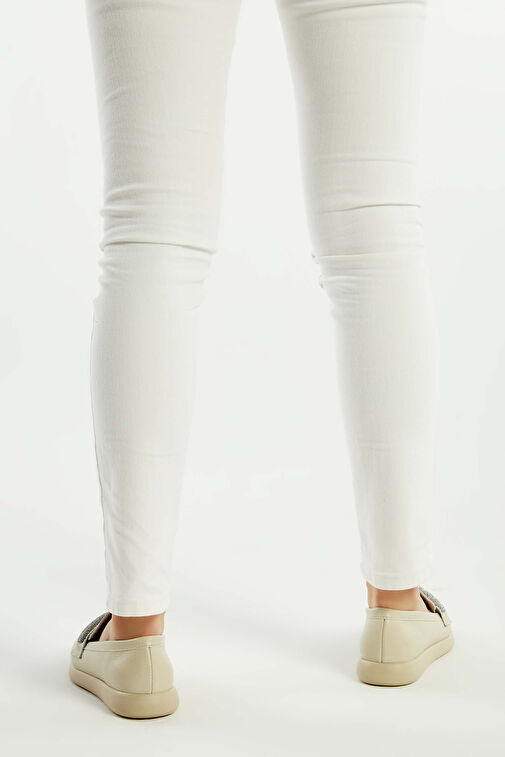 Tamer Tanca Kadın Hakiki Deri Bej Loafer Ayakkabı - Görsel 3