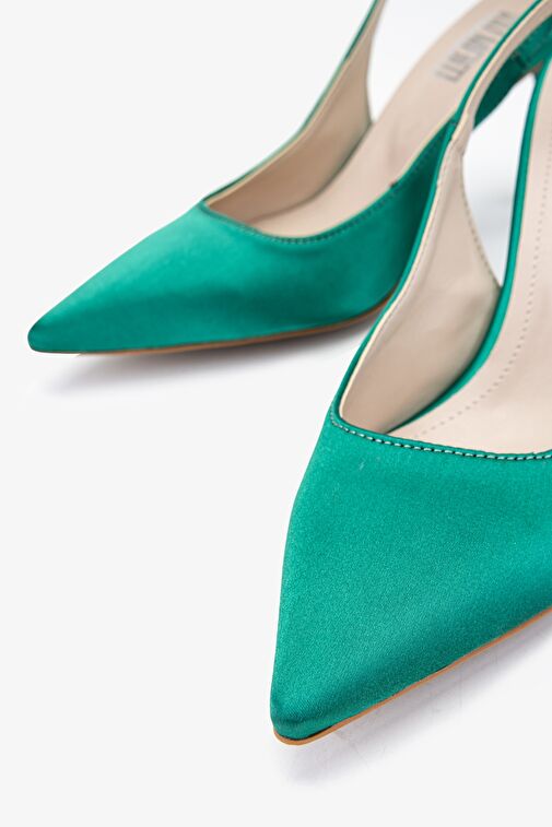 Valmenti Carla Kadın Yeşil Saten Suni Deri Topuklu Ayakkabı - Görsel 4