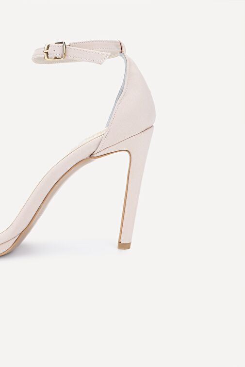 Valmenti Patrice Kadın Vizon Saten Suni Deri Topuklu Ayakkabı - Görsel 4