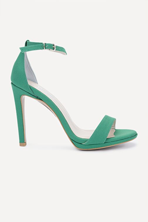 Valmenti Patrice Kadın Yeşil Saten Suni Deri Topuklu Ayakkabı - Görsel 2