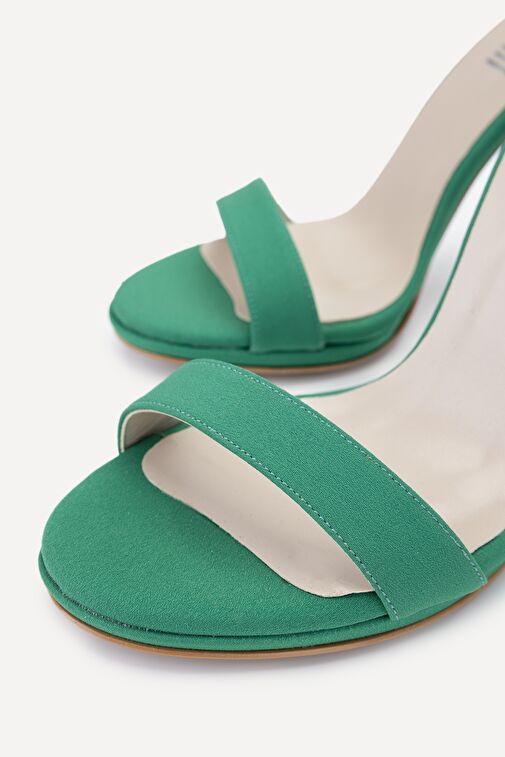 Valmenti Patrice Kadın Yeşil Saten Suni Deri Topuklu Ayakkabı - Görsel 3
