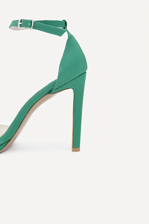 Valmenti Patrice Kadın Yeşil Saten Suni Deri Topuklu Ayakkabı - Görsel 4