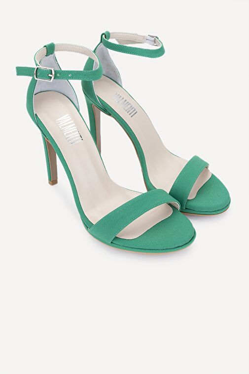 Valmenti Patrice Kadın Yeşil Saten Suni Deri Topuklu Ayakkabı - Görsel 5