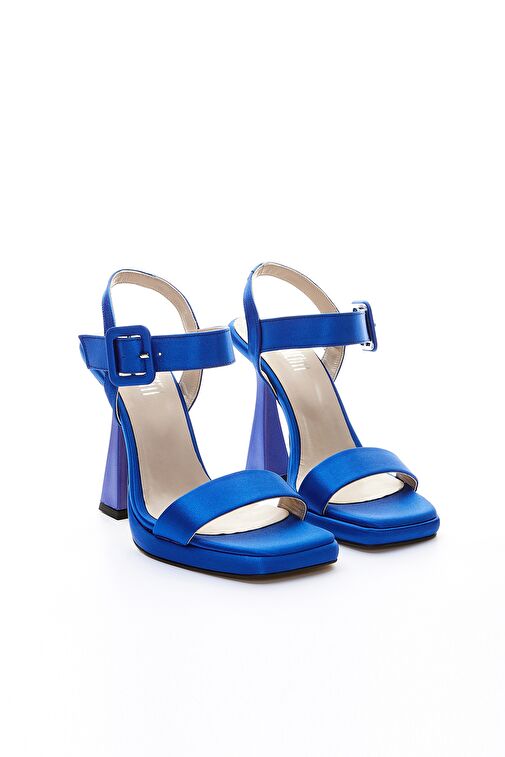 Valmenti Valmenti Ambra Kadın Saks Saten Topuklu Ayakkabı Sandalet & Terlik | Boyner Saks - 3. görsel